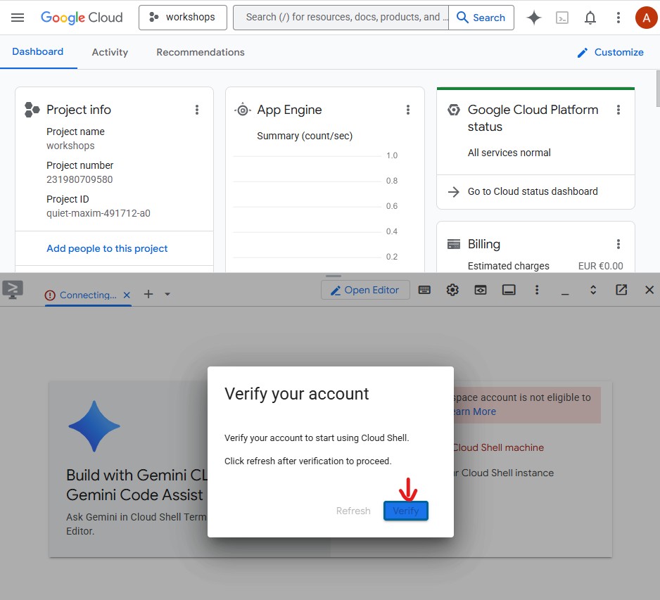 Verify your account dialog