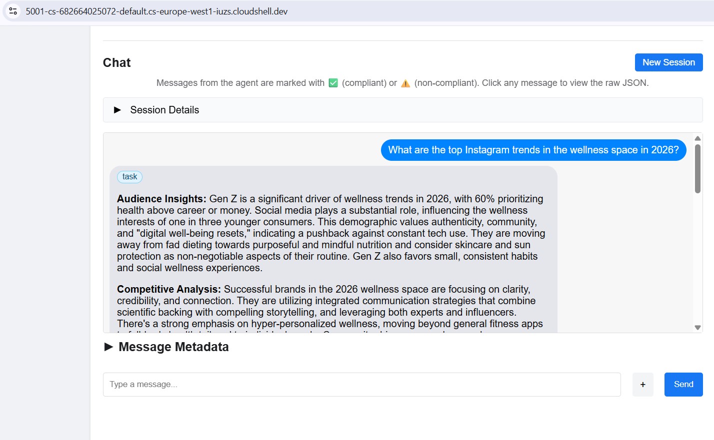 Chat with Brand Strategist via A2A Inspector