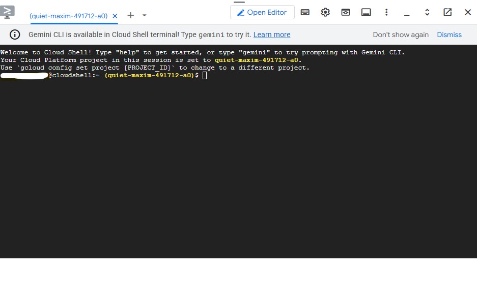 Cloud Shell terminal ready